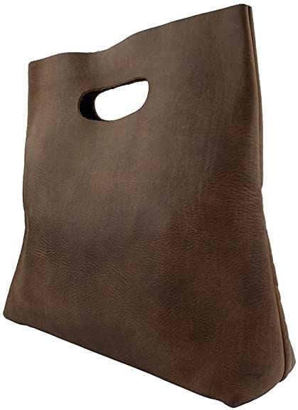Tuzech Minimalist Handbag Handmade from Full Grain Leather and Sheepskin 11'inch