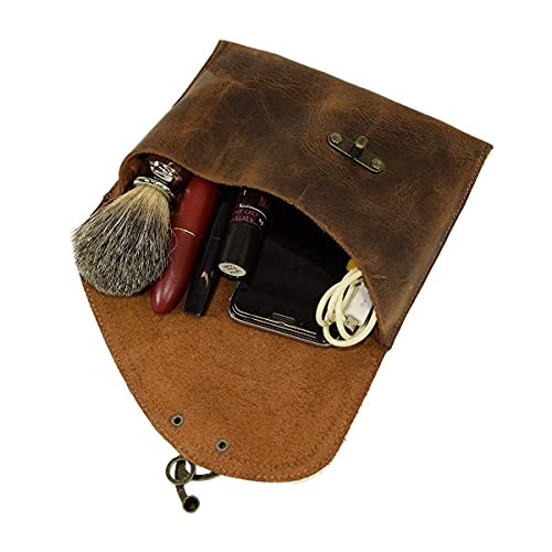 Tuzech Petit Vintage Leather Clutch Bag Handmade Brown color (7.75x6.25 Inches)-Tuzech store
