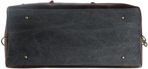 TUZECH Oversized Canvas Genuine Leather Travel Tote Duffel Shoulder Bag Weekender Overnight Carryon Handbag-Tuzech store