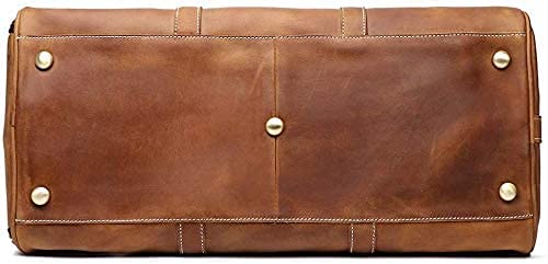 TUZECH Leather Vintage Travel Luggage Bag Duffle Retro Carry on Handbag Gym Sports Bag Airplane Luggage Carry-With Shoe Compartment (22 Inches) (Tan Brown)-Tuzech store