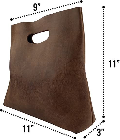 Tuzech Minimalist Handbag Handmade from Full Grain Leather and Sheepskin 11'inch