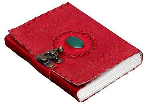 ININDIA Handmade Pure Leather Diary Leather Journal for Men and Women -Office Home Daily Use, Poem Writing with Lock Diary 7 Inches and Luck Stone-Tuzech store