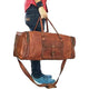 Overnight Weekend Vintage Handmade Brown Leather Travel Gym Sports Duffel Bag (20")-Tuzech store