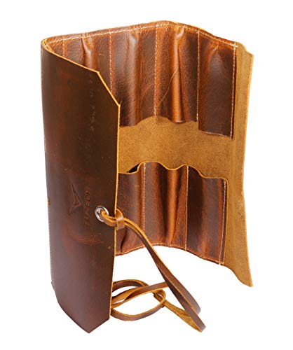 Big Tool Roll Handmade Wrench Organizer & Tool Pouch Roll Up Tool Bag for Electrician Plumber, Carpenter or Mechanic - 38.5X24.5 cm(Brown)-Tuzech store