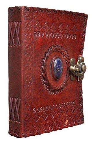 ININDIA Handmade Pure Leather Diary Leather Journal for Men and Women -Office Home Daily Use, Poem Writing with Lock Diary 7 Inches and Luck Stone-Tuzech store