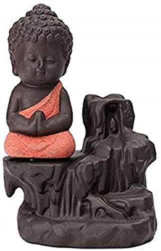 Tuzech Meditating Monk Buddha Smoke Back Flow Incense Holder Decorative Showpiece (Free Incense 10 Piece)-Tuzech store