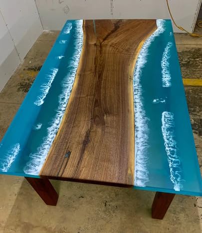 Customized Large Epoxy Table, Unique Ocean Beach Look, Resin Dining Table for 2, 4, 6, 8, Epoxy Coffee Table, Living Room Table, Home décor