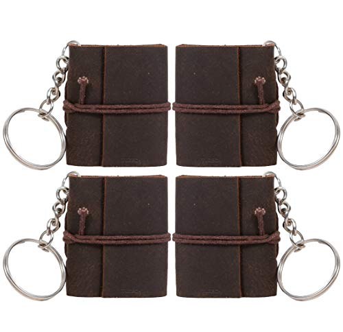 TUZECH Handmade Leather Mini Key Chain Diary Notebook Blank Unlined Diary for Office||Artist|| Architect||Restaurants Vintage Journal for Men and Women - 2 Inches (Dark Brown)-Tuzech store