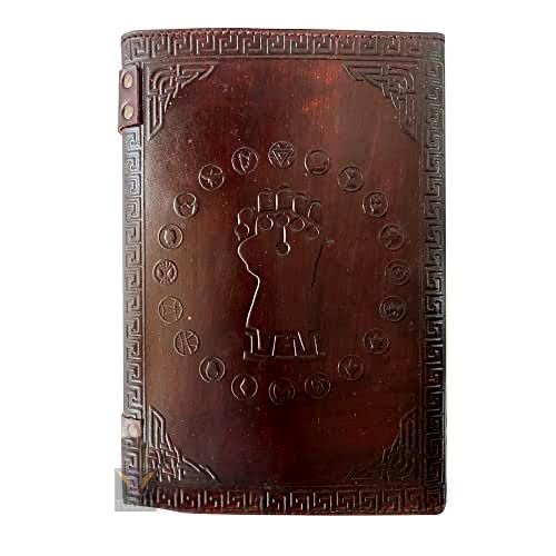 TUZECH Avengers embossed 10 inches Handmade Leather Journal With Stones / Art Sketchbook & Travel diary with Vintage lock Latch 7 x 10 Inch-Tuzech store