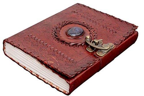 ININDIA Handmade Pure Leather Diary Leather Journal for Men and Women -Office Home Daily Use, Poem Writing with Lock Diary 7 Inches and Luck Stone-Tuzech store