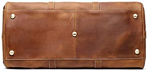 TUZECH Leather Vintage Duffel Travel Bag for Men/Women|Full Grain Leather|Travel Overnight Weekend Leather Bag|Sports Gym Airplane Luggage Carry-With Shoe Compartment - 22 Inch (Regular Tan Brown)-Tuzech store