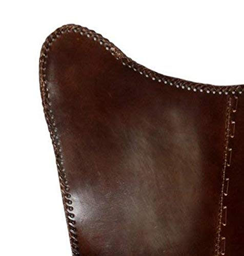 Butterfly Chair Brown Leather Butterfly Chairs Handmade with Powder Coated Steel Frame by Nayra-Tuzech store