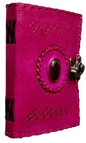 ININDIA Handmade Pure Leather Diary Leather Journal for Men and Women -Office Home Daily Use, Poem Writing with Lock Diary 7 Inches and Luck Stone-Tuzech store