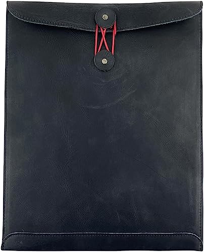 Leather Document Holder Mailing Envelope,Office & Work Resume Sales Portfolio Binder Folder-Interview/Legal Document Organizer Handmade Charcoal Black (12.5 inches)