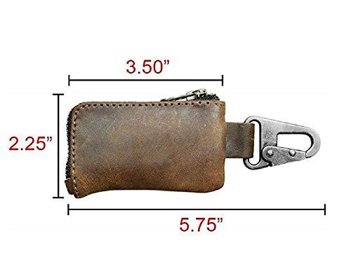 Leather Car Key Holder Headphone & Charging Cables/Memory Cards/Flash Drives/Cash Zipper Case with Clasp Handmade (Bourbon Brown)-Tuzech store