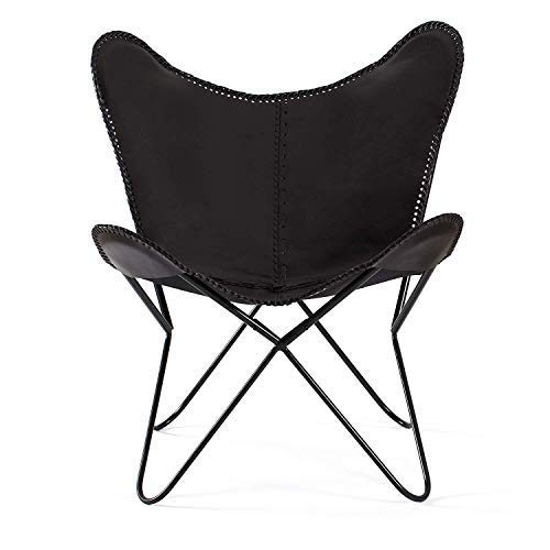 Tuzech Vintage Brown Leather & Arm Butterfly Chair | Genuine Tan Leather Butterfuly Chair Home Decor Handmade Leather Chair (No Need to Assemble - Ready to Use)-Tuzech store