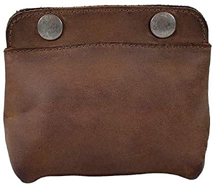 TUZECH Leather Double Snap Pouch, Coin Purse, Cash & Card Holder, Cable Organizer, Makeup, Handmade Brown Color (4x5 Inches)-Tuzech store