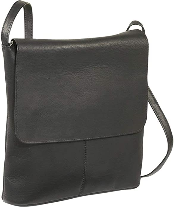 Tuzech Handmade Leather Simple Flap-Over Crossbody Bag with Big Pocket Gift for Women Full Grain, Campus, Weekender