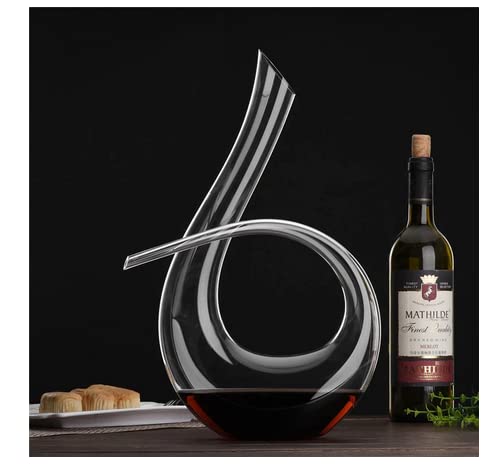 TUZECH Wine Decanter - 850ML Crystal Glass Red Wine Aerator, Purifier & Carafe for Home Bar - 100% Hand Blown Modern U Shape (High : 30CM)-Tuzech store
