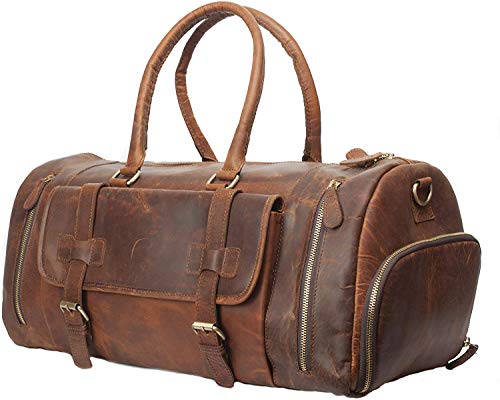 Tuzech Vintage Leather men's Travel Duffle luggage Bag Gym Sports Overnight Weekend (24 Inches)-Tuzech store