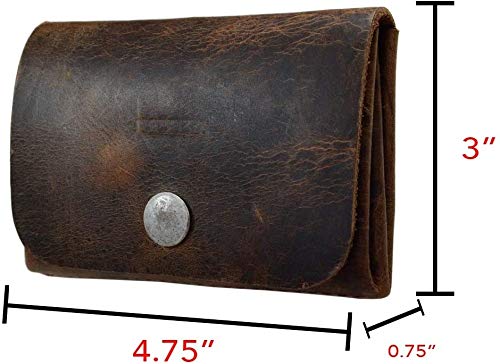 Tuzech Leather Double Pouch Card Wallet Holder Case Cash Organizer Accessories, Handmade:: Bourbon Brown (4.75x3 Inches)-Tuzech store