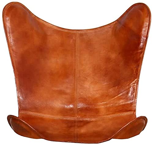 PINDIA Star and Butterfly Chair Brown Leather Butterfly Chairs Handmade with Powder Coated Steel Frame (Only Cover, Brown)-Tuzech store