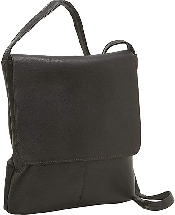 Tuzech Handmade Leather Simple Flap-Over Crossbody Bag with Big Pocket Gift for Women Full Grain, Campus, Weekender