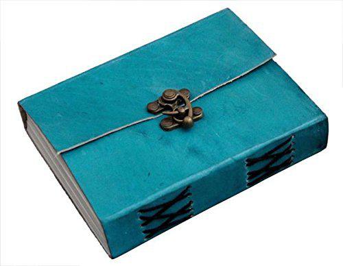 TUZECH Handmade 100% Pure Leather Diary for Office Home Daily Use with C Lock (Ocean Blue, 6x4 INCHES)