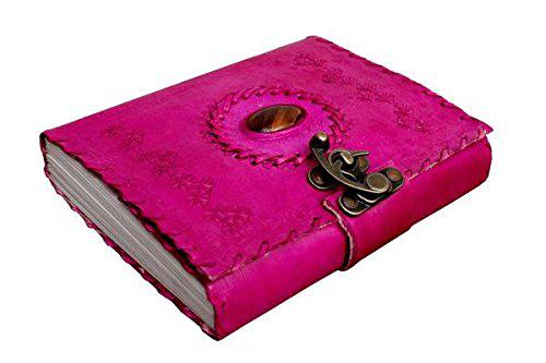 ININDIA Handmade Pure Leather Diary Leather Journal for Men and Women -Office Home Daily Use, Poem Writing with Lock Diary 7 Inches and Luck Stone-Tuzech store