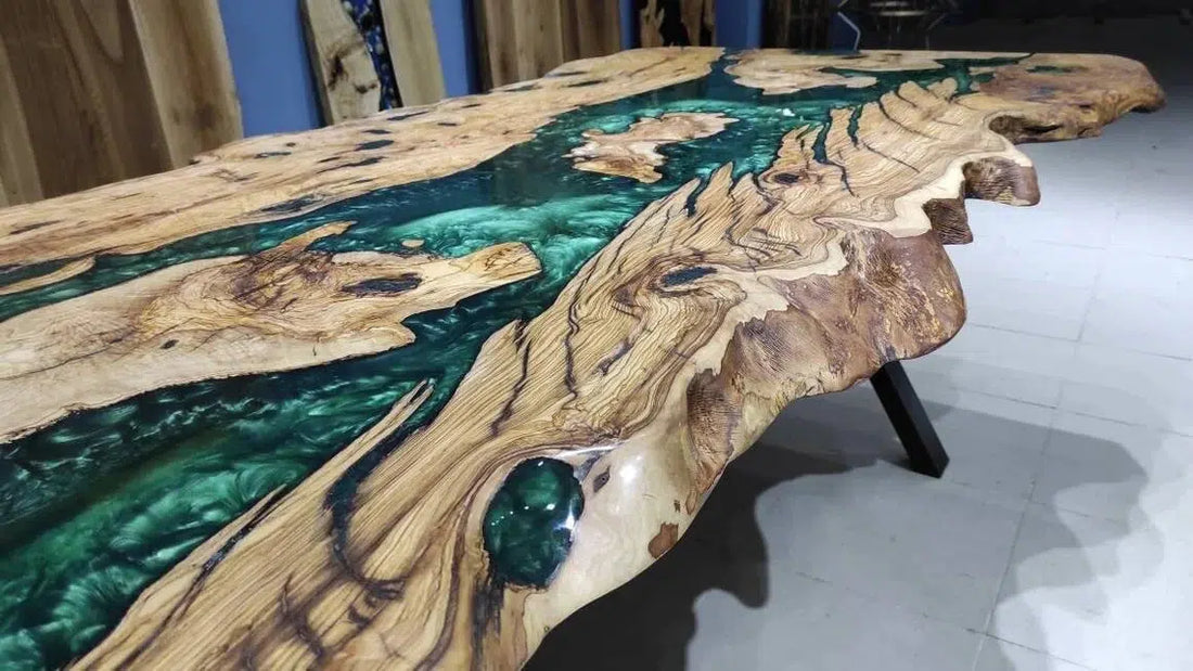 Personalized LARGE EPOXY TABLE, Resin Dining Table For 2 , 4 , 6, 8 River Dining Table Top, Wood Epoxy Coffee Table Top, Living Room Table-Tuzech store