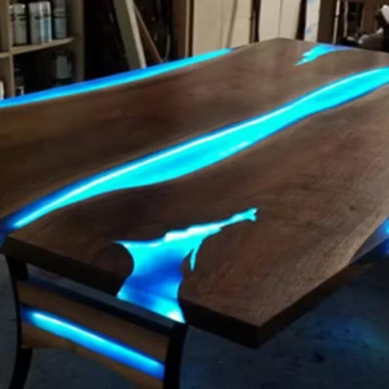 Personalized LARGE EPOXY TABLE, Resin Dining Table For 2 , 4 , 6, 8 River Dining Table Top, Wood Epoxy Coffee Table Top, Living Room Table Top-Tuzech store