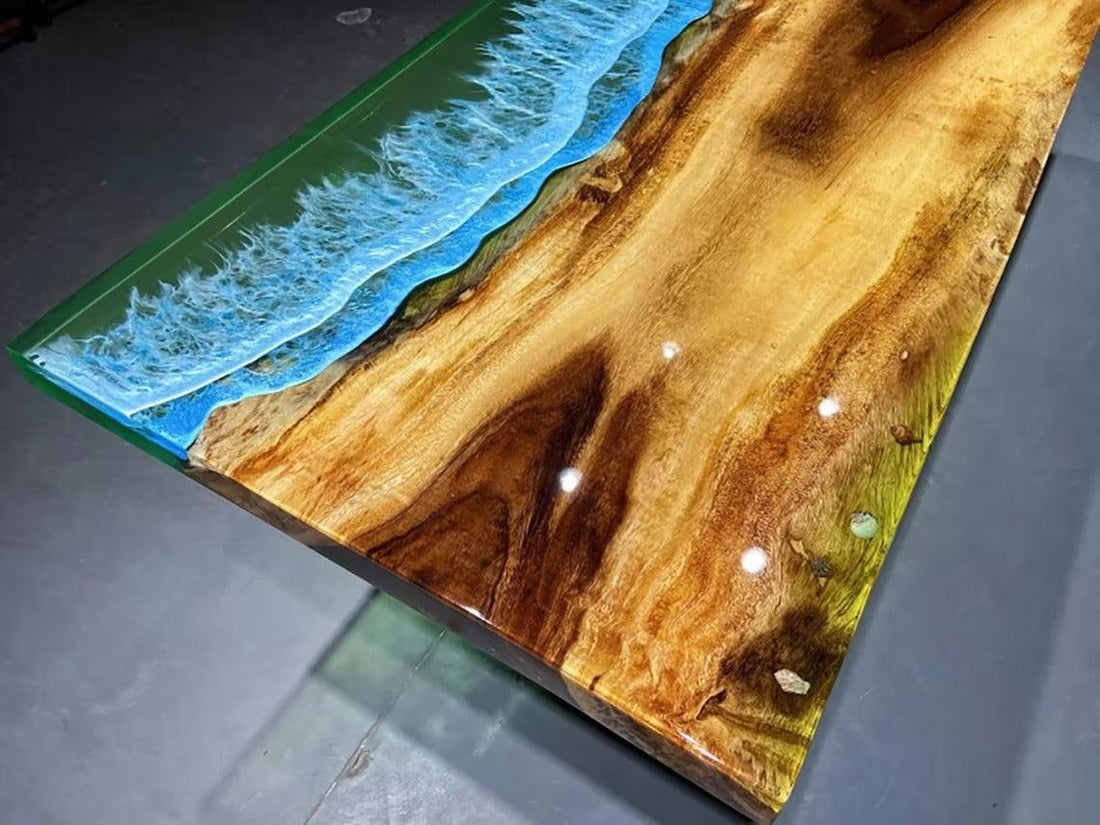 Personalized LARGE EPOXY TABLE, Resin Dining Table For 2 , 4 , 6, 8 River Dining Table Top, Wood Epoxy Coffee Table Top, Living Room Table-Tuzech store