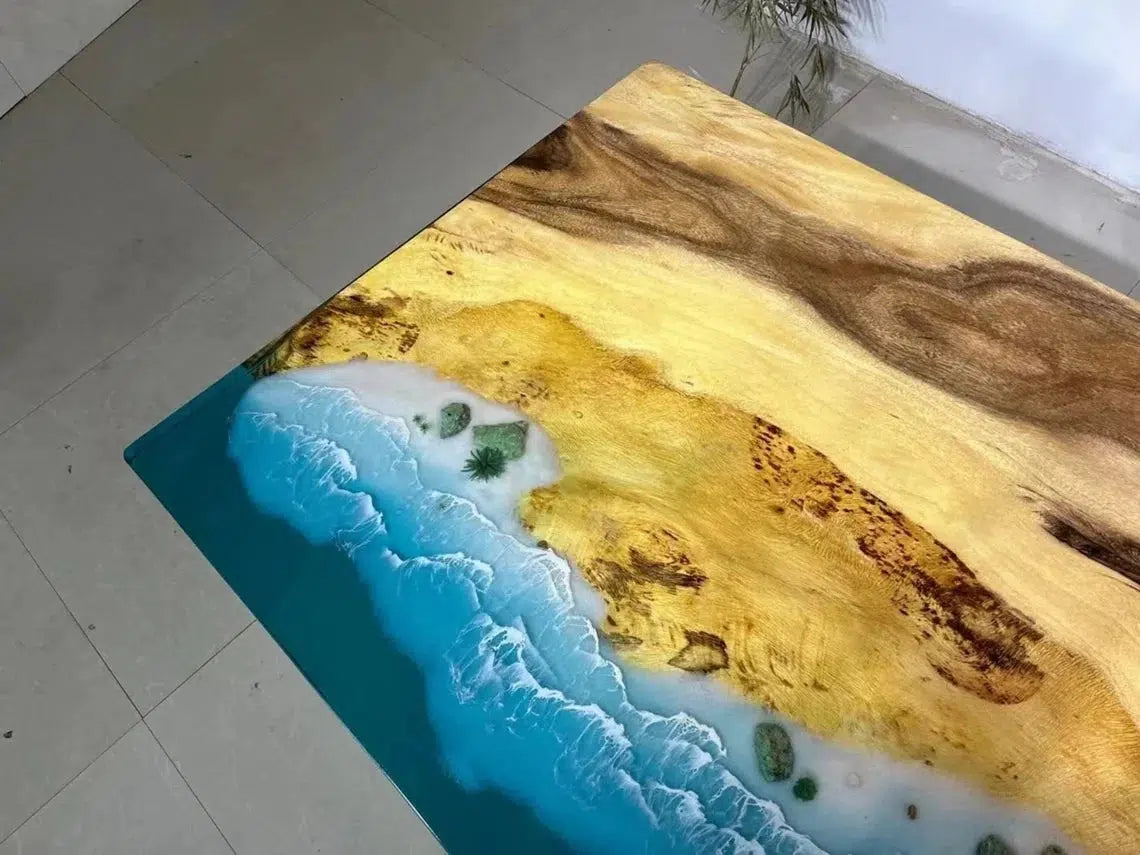 Personalized LARGE EPOXY TABLE, Resin Dining Table For 2 , 4 , 6, 8 River Dining Table Top, Wood Epoxy Coffee Table Top, Living Room Table-Tuzech store