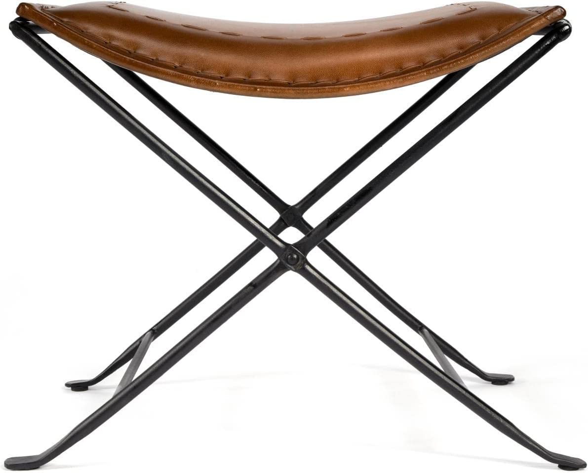 Butler Melton Brown Leather Stool-Tuzech store
