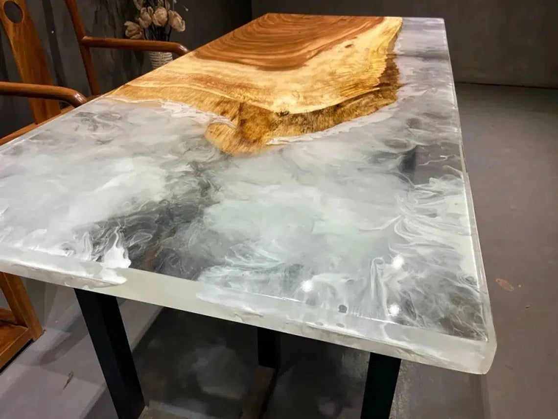 Personalized LARGE EPOXY TABLE, Resin Dining Table For 2 , 4 , 6, 8 River Dining Table Top, Wood Epoxy Coffee Table Top, Living Room Table-Tuzech store
