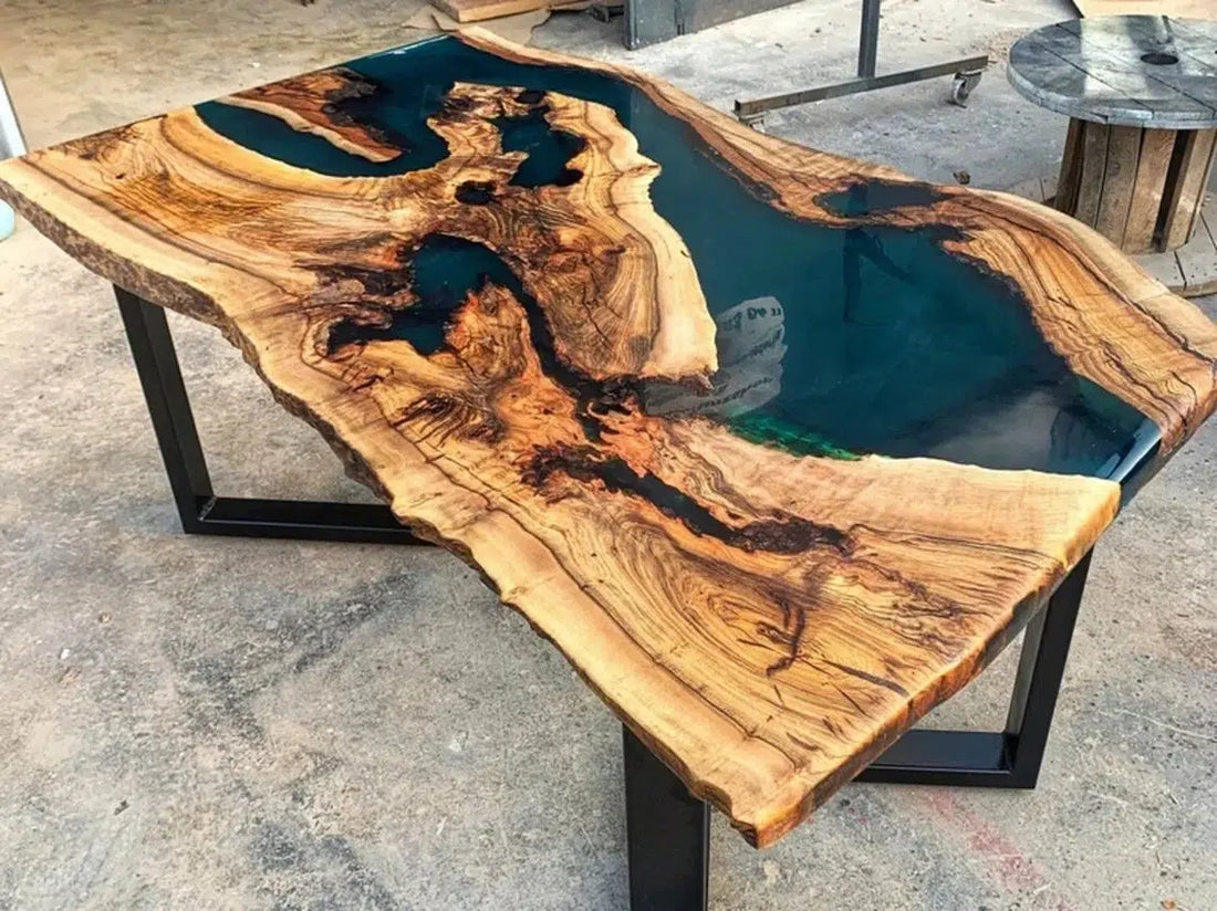 Personalized LARGE EPOXY TABLE, Resin Dining Table For 2 , 4 , 6, 8 River Dining Table Top, Wood Epoxy Coffee Table Top, Living Room Table-Tuzech store