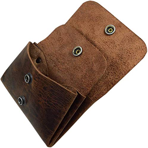 Tuzech Leather Double Pouch Card Wallet Holder Case Cash Organizer Accessories, Handmade:: Bourbon Brown (4.75x3 Inches)-Tuzech store