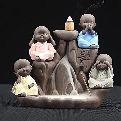 Tuzech Handicrafts Ceramic Gandhiji Styled Stress Reliever Backflow Reverse Incense Holder Peace Giving Smoke Fountain for Home and Office Décor Idol Gift-Tuzech store