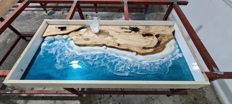 Epoxy Table Top Fully Customized Thick Resin River Table Indoor Outdoor Wooden Dining Table Living Room-Tuzech store