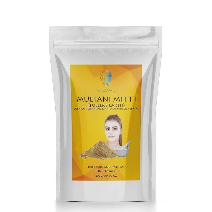 Chelure 100% Pure Natural Processed Fuller's Earth Clay (Multani Mitti) Bentonite Clay For Face Mask 7 Ounces (200 gm)-Tuzech store