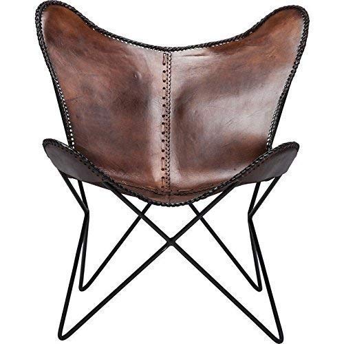 Tuzech Vintage Brown Leather & Arm Butterfly Chair | Genuine Tan Leather Butterfuly Chair Home Decor Handmade Leather Chair (No Need to Assemble - Ready to Use)-Tuzech store