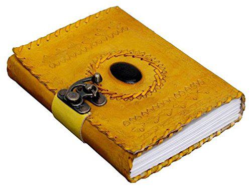 ININDIA Handmade Pure Leather Diary Leather Journal for Men and Women -Office Home Daily Use, Poem Writing with Lock Diary 7 Inches and Luck Stone-Tuzech store