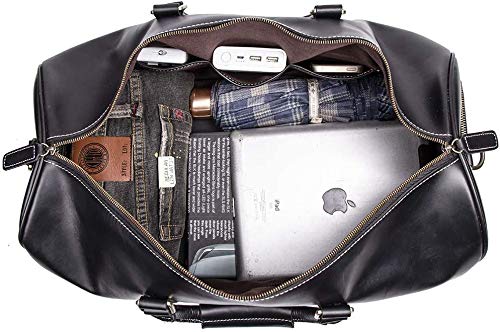 TUZECH Leather Vintage Travel Luggage Bag Men Duffel Retro Carry on Handbag Tan Brown – | Gym Sports Bag Airplane Luggage Carry-With Shoe Compartment (22 Inches)-Tuzech store