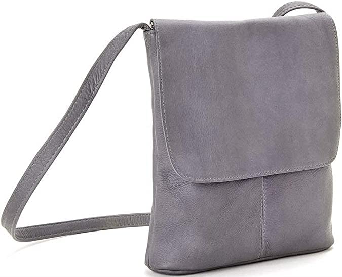 Tuzech Handmade Leather Simple Flap-Over Crossbody Bag with Big Pocket Gift for Women Full Grain, Campus, Weekender