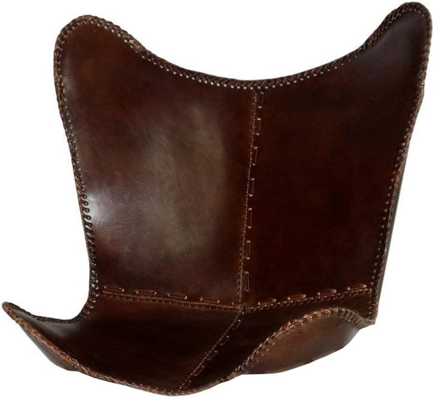 Butterfly Chair Brown Leather Butterfly Chairs Handmade with Powder Coated Steel Frame by Nayra-Tuzech store