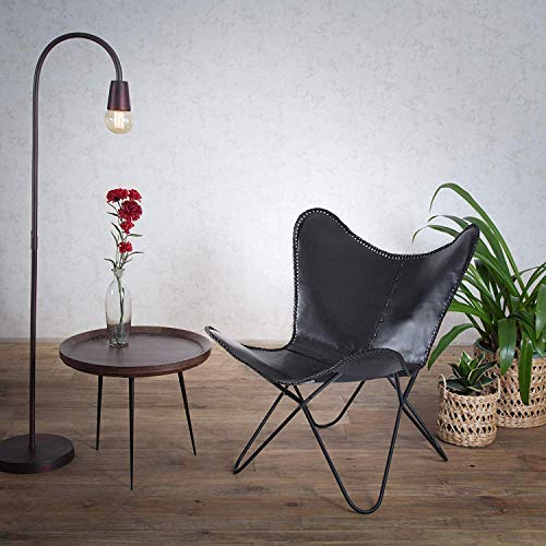 Tuzech Vintage Brown Leather & Arm Butterfly Chair | Genuine Tan Leather Butterfuly Chair Home Decor Handmade Leather Chair (No Need to Assemble - Ready to Use)-Tuzech store