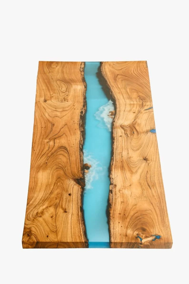 Personalized Large EPOXY Table, Resin Dining Table, River Dining Table Top, Wood Epoxy Coffee Table Top, Living Room Table (48x24 Inches)-Tuzech store