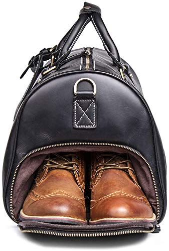 TUZECH Leather Vintage Travel Luggage Bag Men Duffel Retro Carry on Handbag Tan Brown – | Gym Sports Bag Airplane Luggage Carry-With Shoe Compartment (22 Inches)-Tuzech store