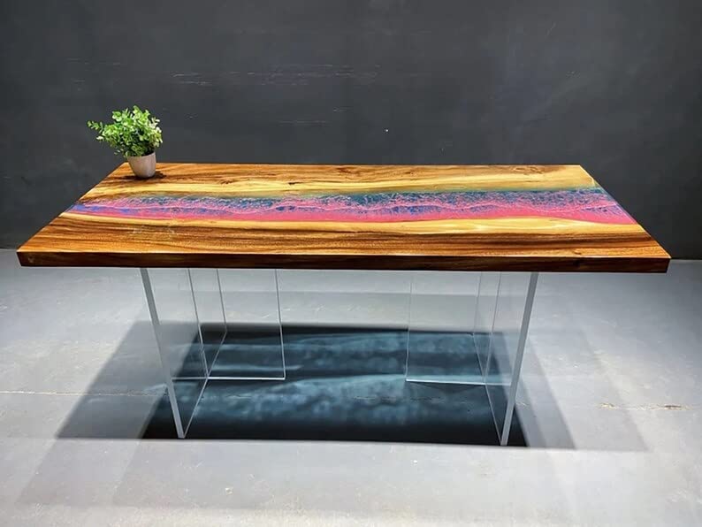 Epoxy Table Top Fully Customised Thick Resin River Table Indoor Outdoor Coffee Table Top Wooden Dining Table Top (28.5" Inches Tall, 36 x 20 Inches)-Tuzech store