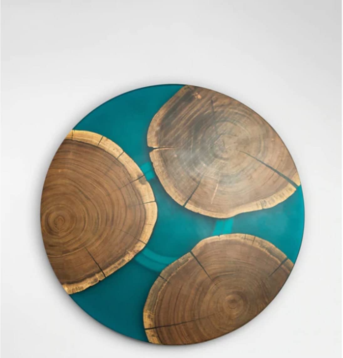 TUZECH Large EPOXY , Resin Lazy Susan with Blue epoxy, Table Centerpiece, Kitchen Art, Home Decor, Wedding Gift Center Dining Tables 18''Inches-Tuzech store